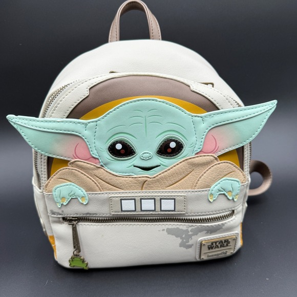 Disney Loungefly Handbags - Star Wars Loungefly Baby Yoda Mini Backpack With Faux Leather & Appliqué Design